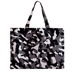 Black And White Camouflage Pattern Zipper Mini Tote Bag by SpinnyChairDesigns