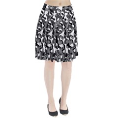 Black And White Camouflage Pattern Pleated Skirt by SpinnyChairDesigns