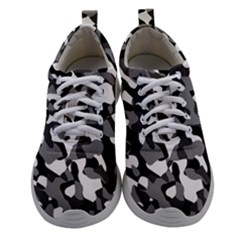 Black And White Camouflage Pattern Athletic Shoes by SpinnyChairDesigns