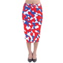 Red White Blue Camouflage Pattern Velvet Midi Pencil Skirt View1