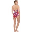 Red White Blue Camouflage Pattern Scallop Top Cut Out Swimsuit View2