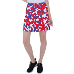 Red White Blue Camouflage Pattern Tennis Skirt by SpinnyChairDesigns