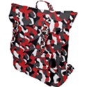 Black Red White Camouflage Pattern Buckle Up Backpack View1