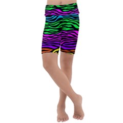 Colorful Zebra Kids  Lightweight Velour Cropped Yoga Leggings by Angelandspot