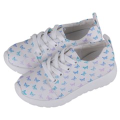 Light Blue Pink Butterflies Pattern Kids  Lightweight Sports Shoes by SpinnyChairDesigns