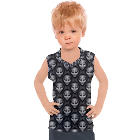 Grey Aliens Extraterrestrials Ufo Faces Kids  Sport Tank Top by SpinnyChairDesigns