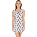 Cat Dog Animal Paw Prints Pattern Black and White Bodycon Dress View1