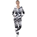 Black and White Swirl Spiral Swoosh Pattern Women s Tracksuit View1