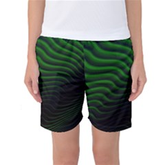 Black And Green Abstract Stripes Gradient Women s Basketball Shorts by SpinnyChairDesigns