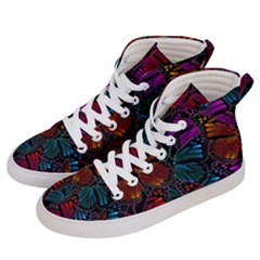 Colorful Monarch Butterfly Pattern Men s Hi-top Skate Sneakers by SpinnyChairDesigns