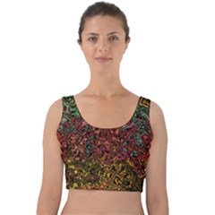 Stylish Fall Colors Camouflage Velvet Crop Top by SpinnyChairDesigns