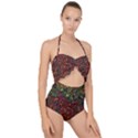 Stylish Fall Colors Camouflage Scallop Top Cut Out Swimsuit View1