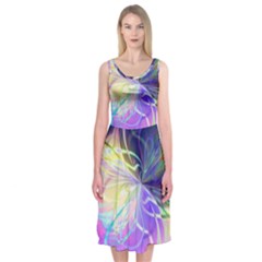 Rainbow Painting Patterns 3 Midi Sleeveless Dress by DinkovaArt