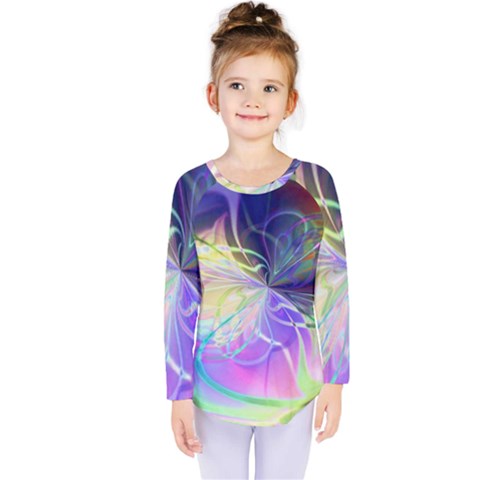 Rainbow Painting Patterns 3 Kids  Long Sleeve Tee by DinkovaArt