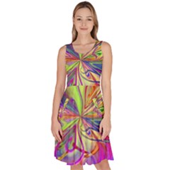 Rainbow Painting Pattern 4 Knee Length Skater Dress With Pockets by DinkovaArt