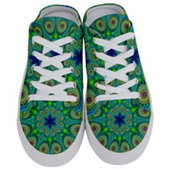 Peacock Mandala Kaleidoscope Arabesque Pattern Half Slippers by SpinnyChairDesigns