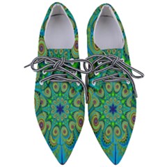 Peacock Mandala Kaleidoscope Arabesque Pattern Pointed Oxford Shoes by SpinnyChairDesigns