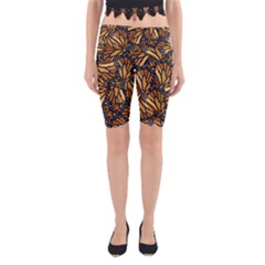 Monarch Butterfly Wings Pattern Yoga Cropped Leggings by SpinnyChairDesigns