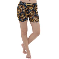 Monarch Butterfly Wings Pattern Lightweight Velour Yoga Shorts by SpinnyChairDesigns