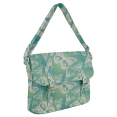 Turquoise Light Green Butterfly Pattern Buckle Messenger Bag by SpinnyChairDesigns