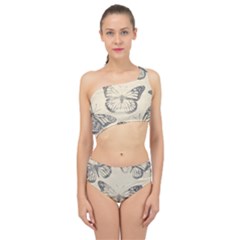 Vintage Ink Stamp On Paper Monarch Butterfly Spliced Up Two Piece Swimsuit by SpinnyChairDesigns