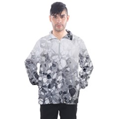 Black And White Abstract Mosaic Pattern Men s Half Zip Pullover by SpinnyChairDesigns