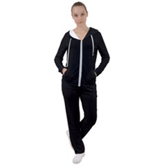 Plain Black Solid Color Women s Tracksuit by FlagGallery