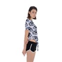 Black and White Cartoon Eyeballs Asymmetrical Short Sleeve Sports Tee View3