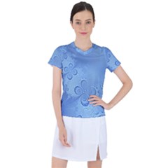 Light Blue Intricate Swirls Pattern Women s Sports Top by SpinnyChairDesigns