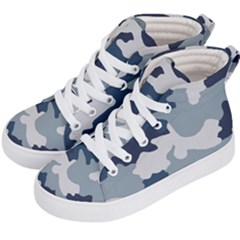 Camo Blue Kids  Hi-top Skate Sneakers by MooMoosMumma