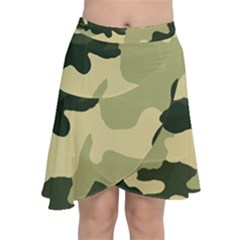 Camo Green Chiffon Wrap Front Skirt by MooMoosMumma