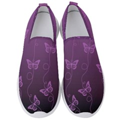 Purple Butterflies Pattern Men s Slip On Sneakers by SpinnyChairDesigns