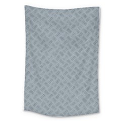 Grey Diamond Plate Metal Texture Large Tapestry by SpinnyChairDesigns