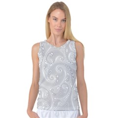 White Abstract Paisley Pattern Women s Basketball Tank Top by SpinnyChairDesigns