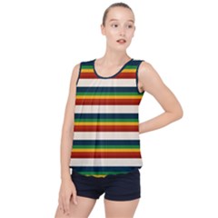 Rainbow Stripes Bubble Hem Chiffon Tank Top by tmsartbazaar