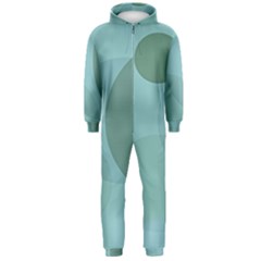 Teal Turquoise Blue Large Polka Dots Hooded Jumpsuit (men)  by SpinnyChairDesigns