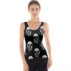 Black And White Skulls Tank Top by SpinnyChairDesigns