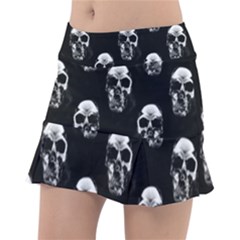 Black And White Skulls Tennis Skorts by SpinnyChairDesigns