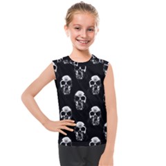 Black And White Skulls Kids  Mesh Tank Top by SpinnyChairDesigns