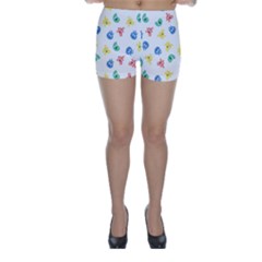 Cute Cartoon Germs Viruses Microbes Skinny Shorts by SpinnyChairDesigns