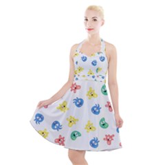 Cute Cartoon Germs Viruses Microbes Halter Party Swing Dress  by SpinnyChairDesigns