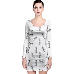 Geek Glasses With Eyes Long Sleeve Bodycon Dress by SpinnyChairDesigns