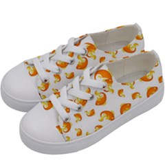 Orange Goldfish Pattern Kids  Low Top Canvas Sneakers by SpinnyChairDesigns