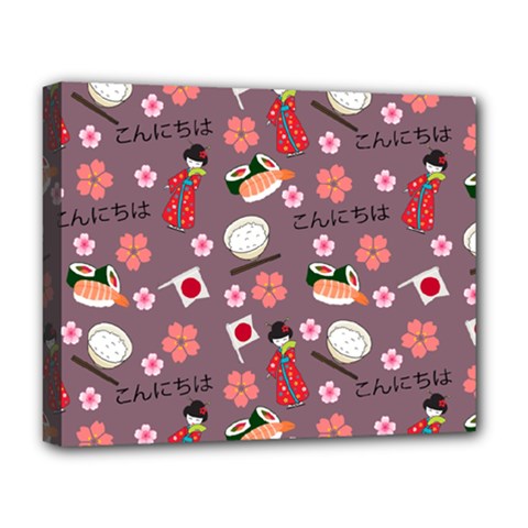 Japan Girls Deluxe Canvas 20  X 16  (stretched) by kiroiharu