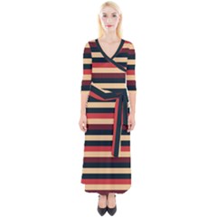 Seventies Stripes Quarter Sleeve Wrap Maxi Dress by tmsartbazaar