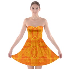 Orange Peel Abstract Batik Pattern Strapless Bra Top Dress by SpinnyChairDesigns