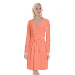 Appreciating Apricot Long Sleeve Velvet Front Wrap Dress by Janetaudreywilson