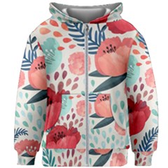 Floral  Kids  Zipper Hoodie Without Drawstring by Sobalvarro