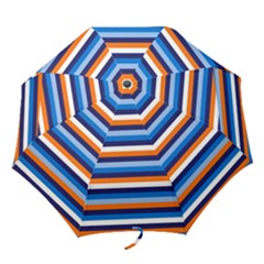 Ocean Blue Stripes Folding Umbrellas by tmsartbazaar