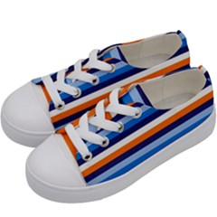 Ocean Blue Stripes Kids  Low Top Canvas Sneakers by tmsartbazaar